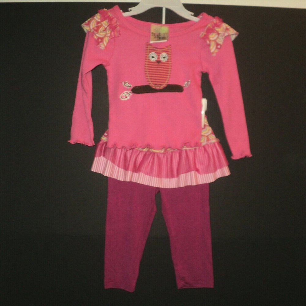 New Twirls & Twigs Girl's 18 Mos Outfit Pink, Leggings w/ Skirt & Top